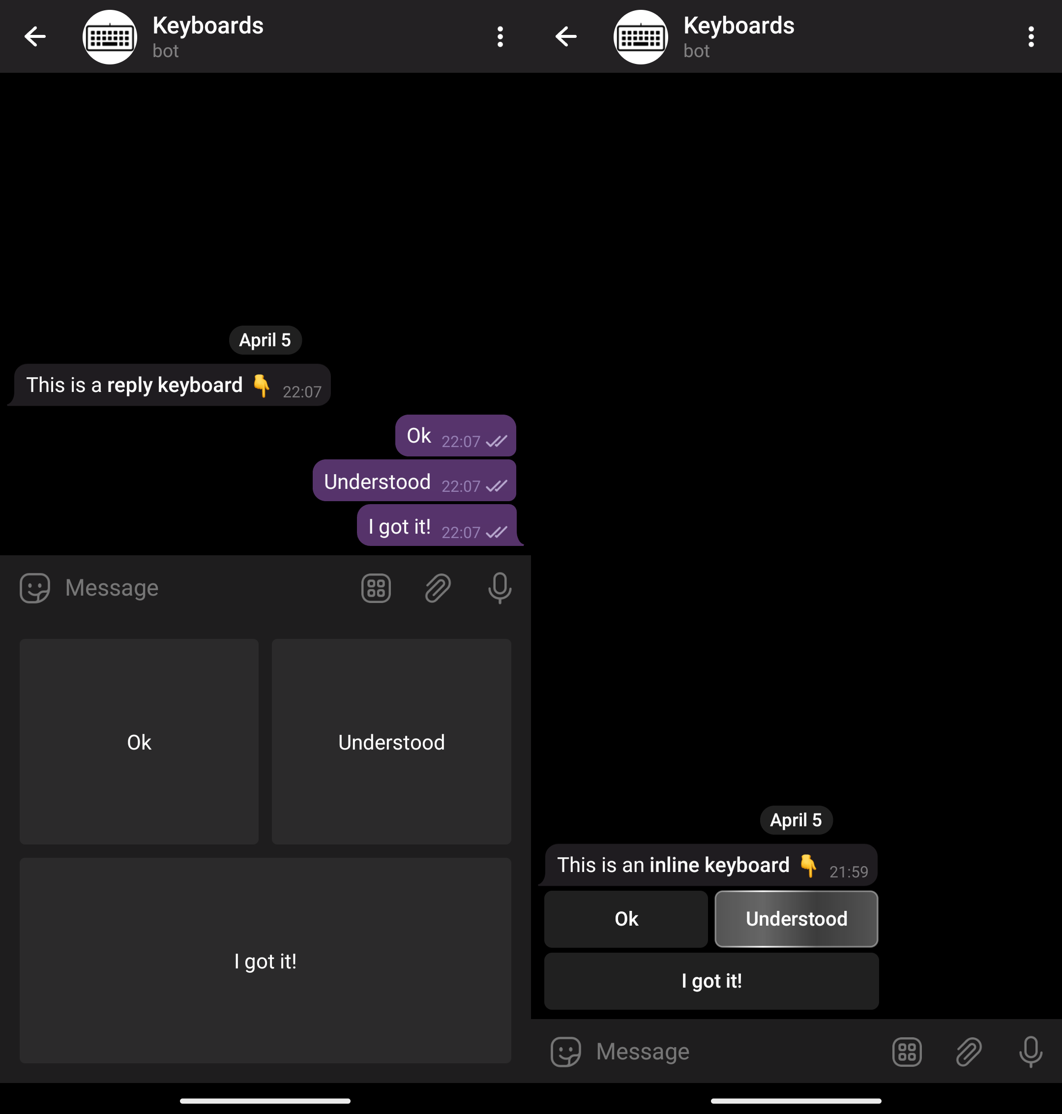 Simple keyboard interactions Simple keyboard interactions