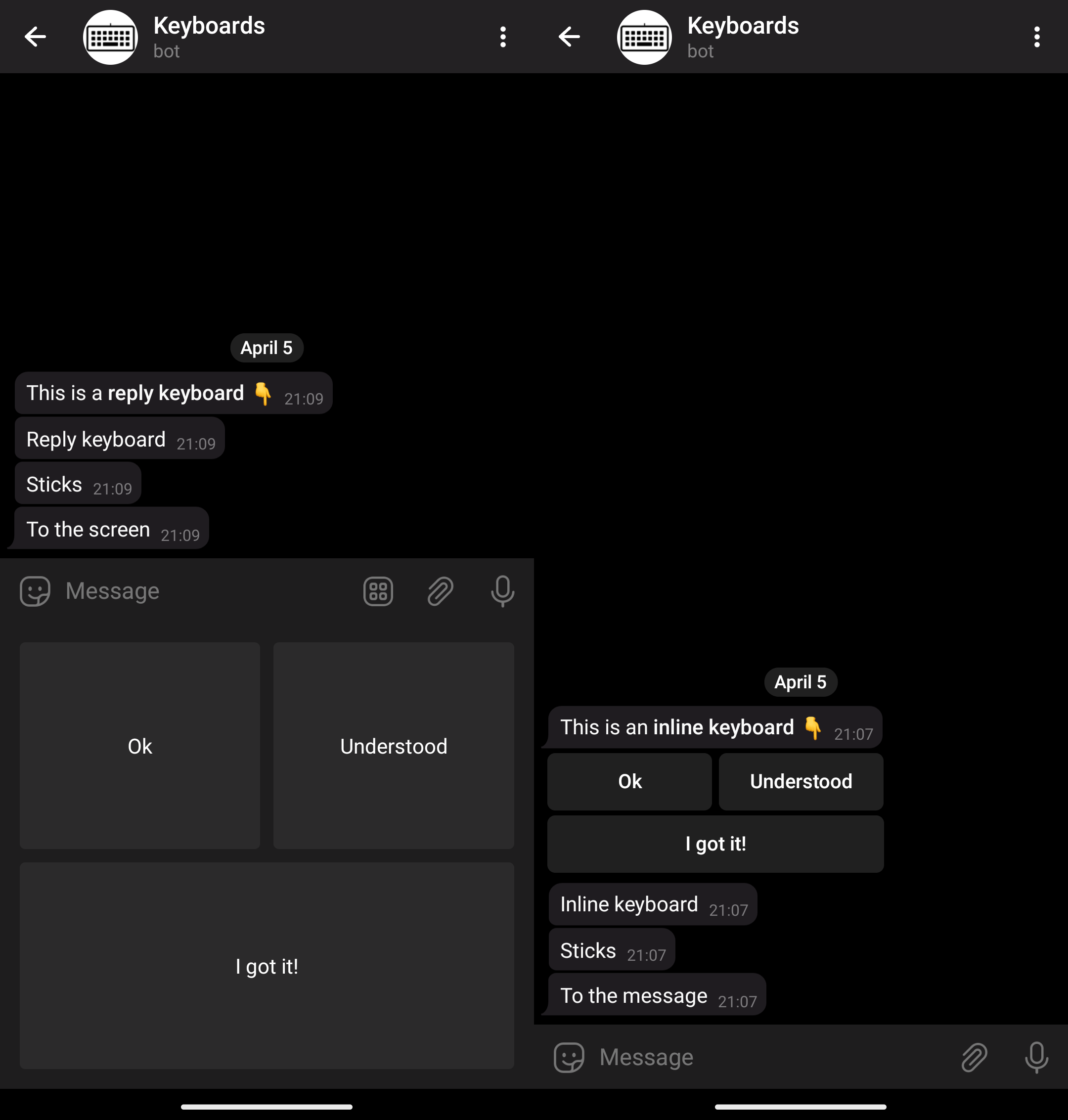 Keyboards position with multiple messages Keyboards position with multiple messages